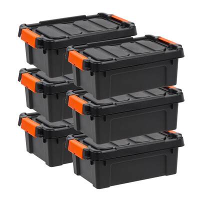Plastic Storage Container Bins Durable 19 Gallon Stacker Tote With Lids 6 Pack 