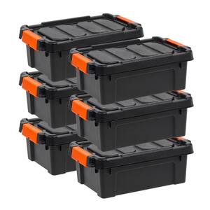 13 Qt. Black Heavy Duty Plastic Storage Box (Pack of 6)