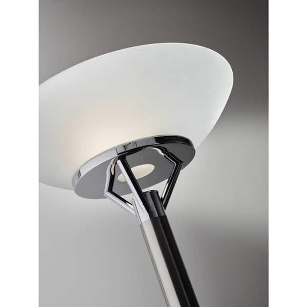 HomeRoots 71.5 in. Silver Frosted Glass Shade Uplighting Torchiere
