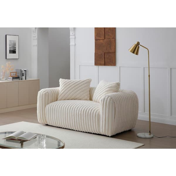 Cancun 70 in. Pillow Top Arm Polyester Rectangle Sofa in White