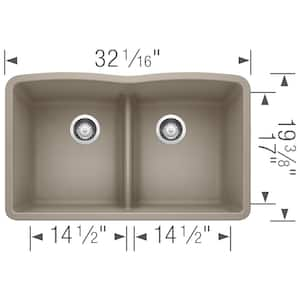 Diamond 32 in. Undermount Double Bowl Truffle Granite Composite Kitchen Sink