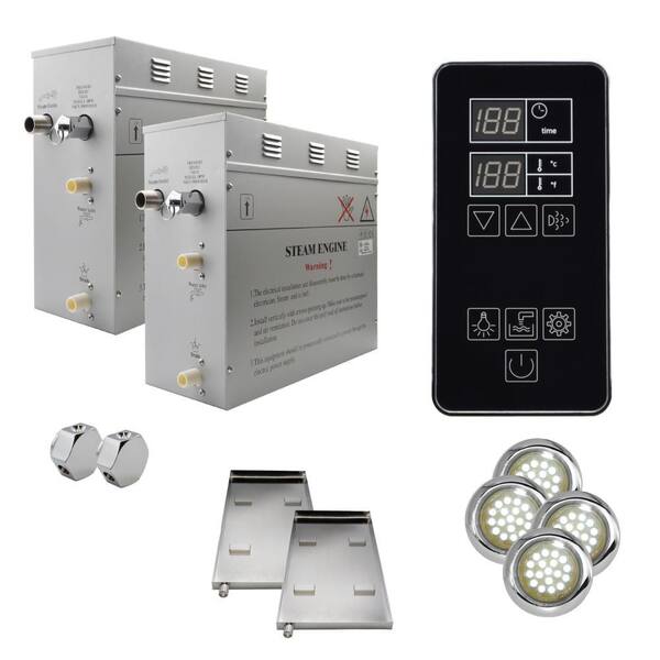 Superior SteamPoint 18kW Steam Bath Generators, Self-Draining with Digital Keypad in Black, Drip Pans, White Lights
