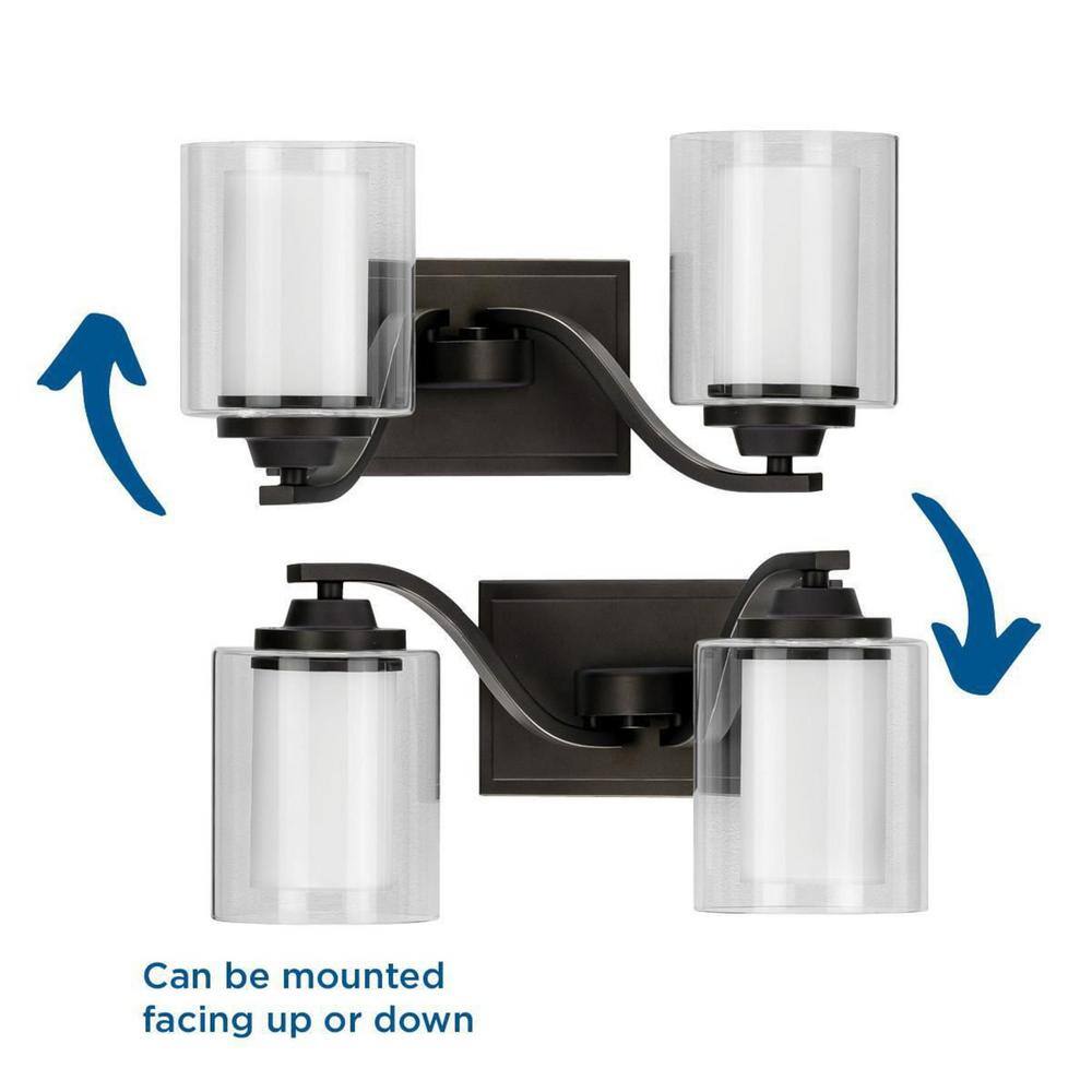 Graphite Dual Light Wall Sconce with Etched Glass Shades