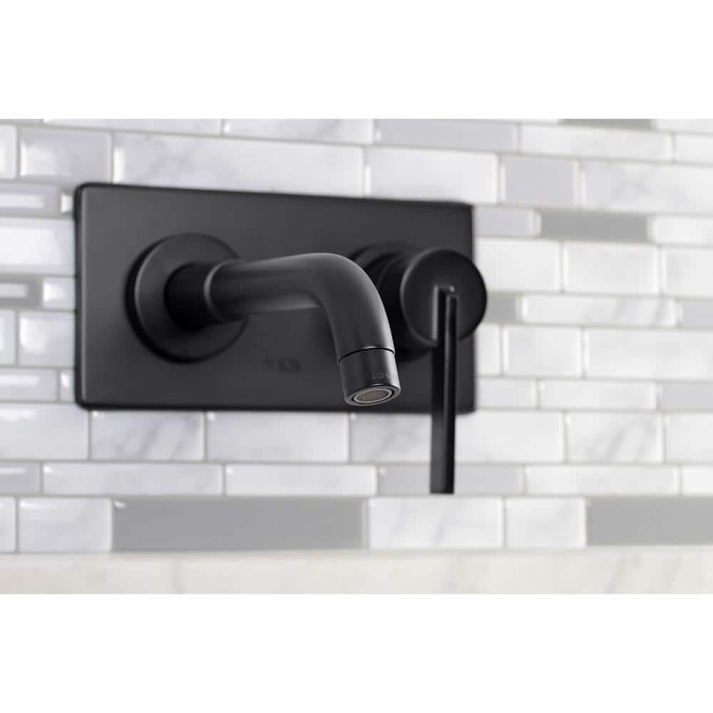 Matte Black Brass Single-Handle Wall Mount Bathroom Faucet