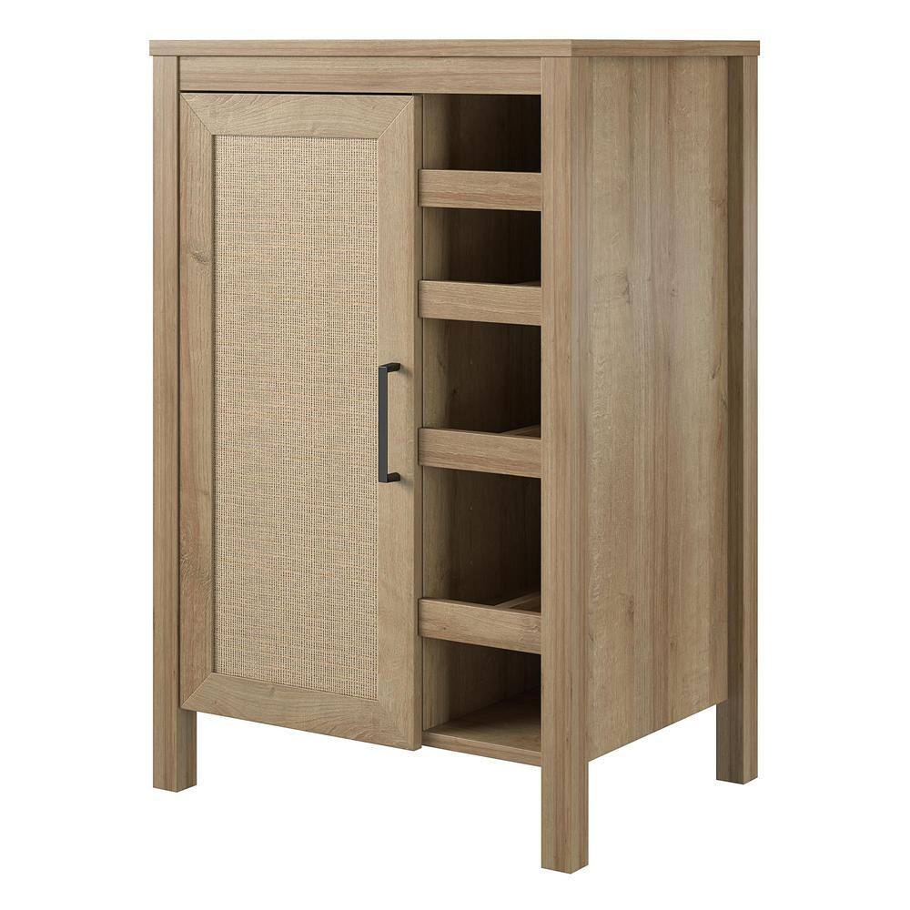 Natural MDF Bar Cabinet with Faux Rattan Door and Steel Handle