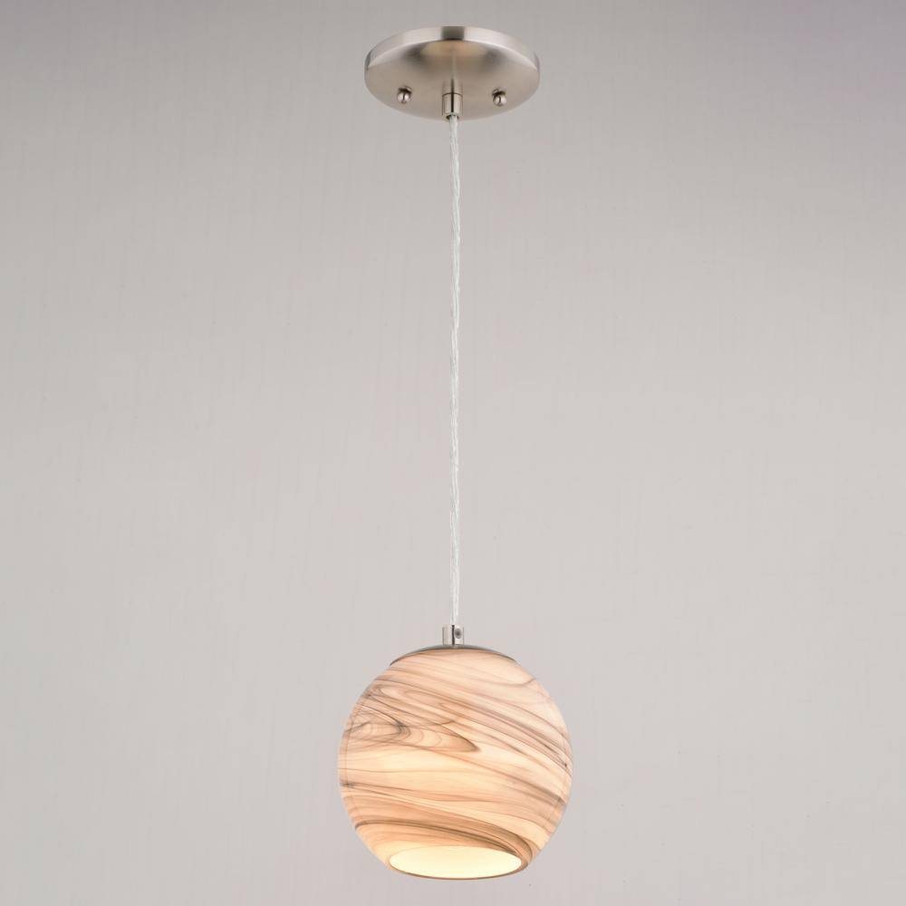 Milano Satin Nickel Mini Globe Pendant Light with Hand-Blown Glass