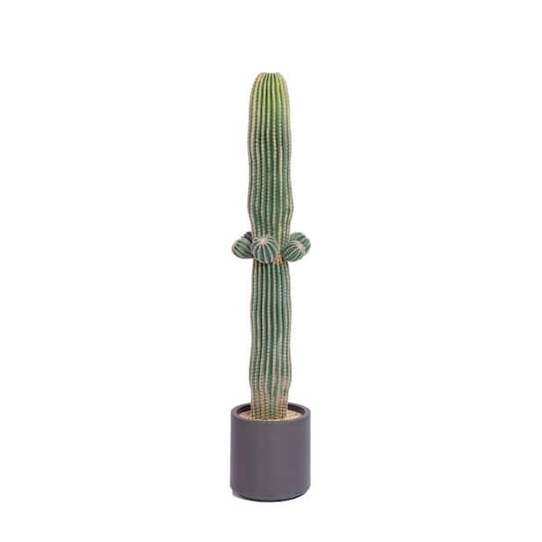 VINTAGE HOME 54 in. Tall Artificial Cactus in a Gray Planter