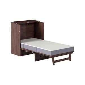 Northfield Burnt Amber Solid Wood Frame Twin XL Murphy Bed with Mattress and Built In Charging Station