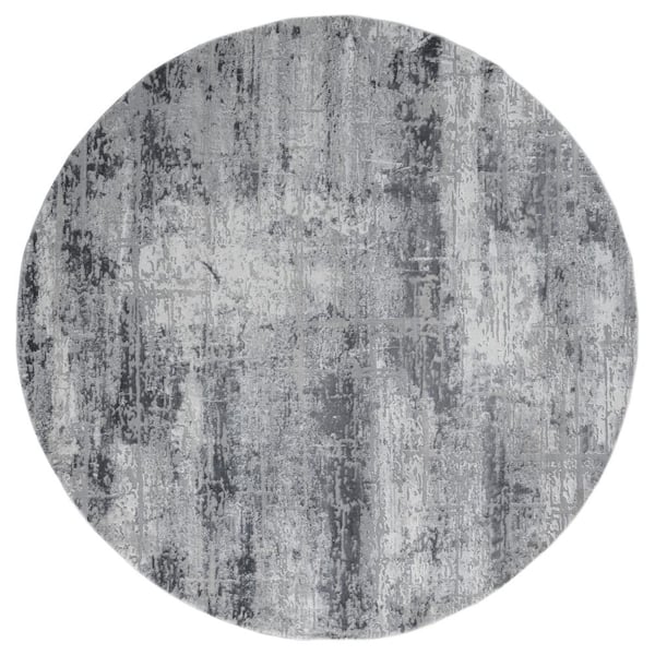 Cascades Mazama Grey 7 ft. 10 in. x 7 ft. 10 in. Round Rug