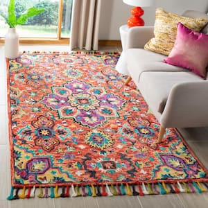 Aspen Red/Gold 7 ft. x 7 ft. Floral Square Area Rug