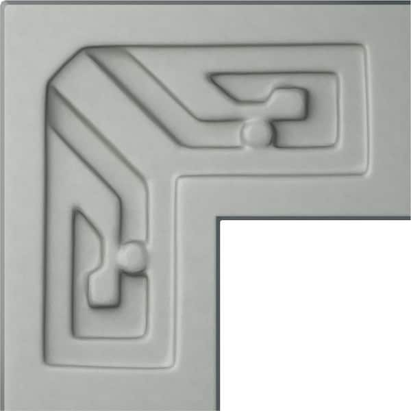 Ekena Millwork 3-3/8 in. x 3-3/8 in. x 3-3/8 in. Urethane Eris Key Panel Moulding Corner (Matches Moulding PML01X00ER)