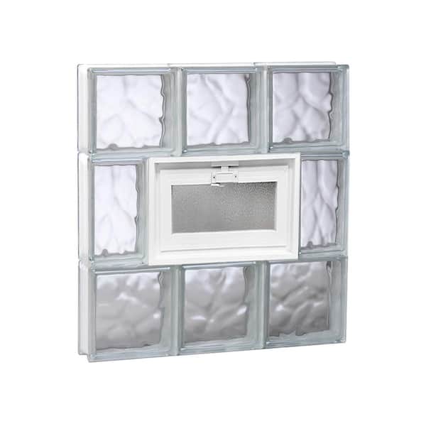 Clearly Secure 17.25 in. x 19.25 in. x 3.125 in. Frameless Wave Pattern Vented Glass Block Window