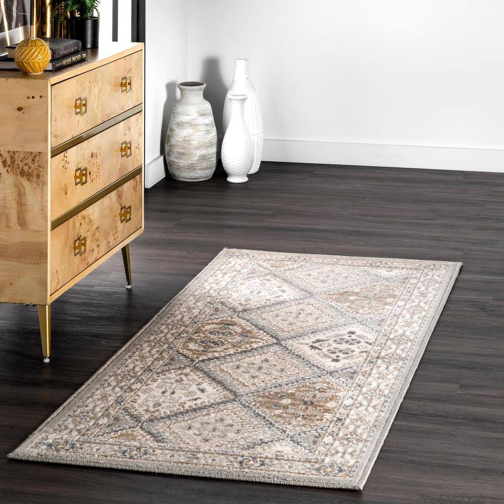 Gray Synthetic Reversible Stain-Resistant Runner Rug 2'6" x 6'