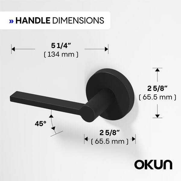Okun Muse Metal Matte Black Passage Hall/Closet Flat Door Handle