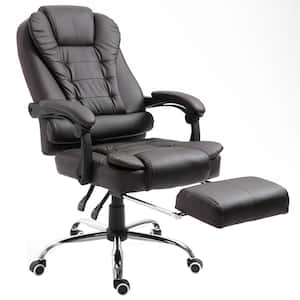 25.5" x 27.25" x 50" Brown PU Leather Reclining Rolling Executive Chair with Armrests & Footrests