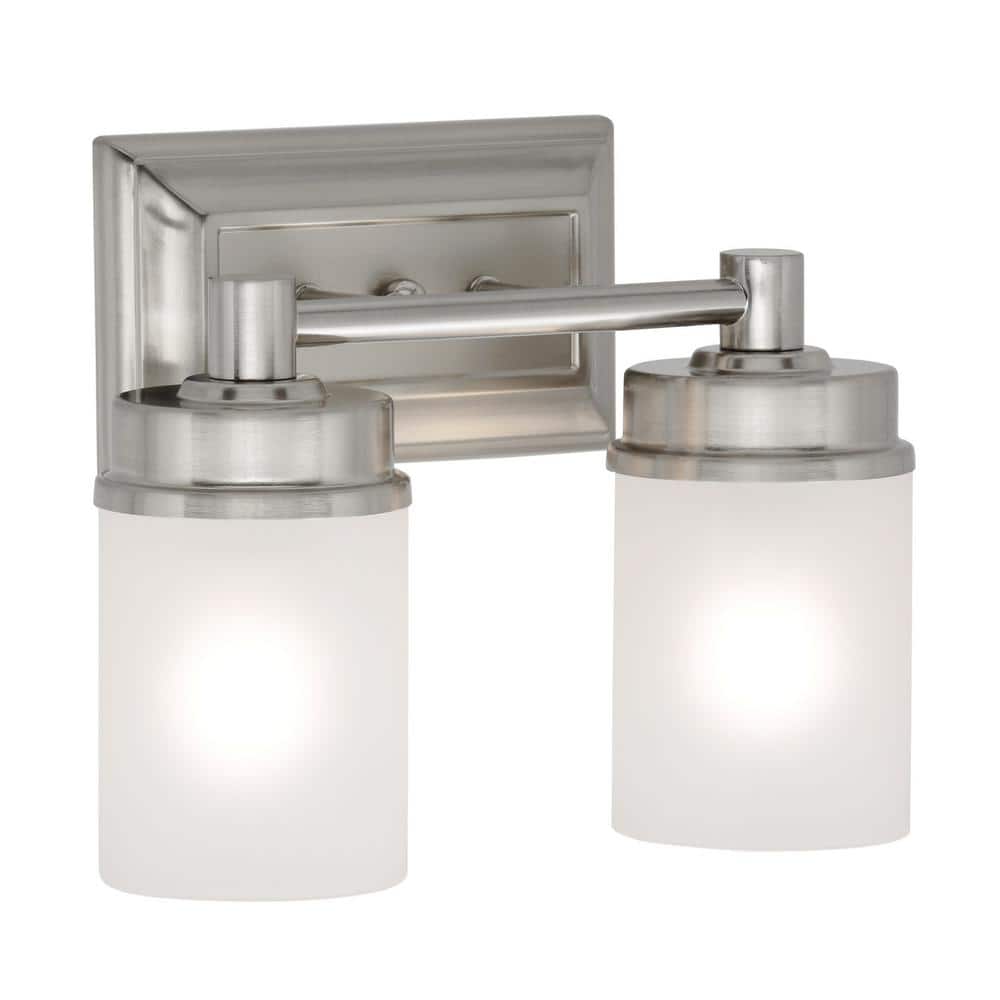 Cade 11.7" Brushed Nickel Vanity Light with Frosted Glass Shades