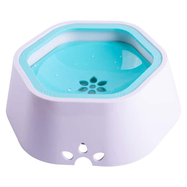 PET LIFE 24 oz. Everspill 2-in-1 Food and Anti-Spill Water Pet Bowl in Blue