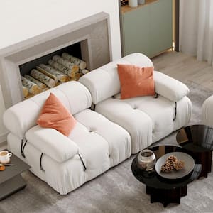 75.6 in. Teddy Velvet 2-Wide Seats Loveseat Sofa Couch, Beige