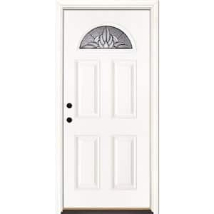 37.5 in. x 81.625 in. Sapphire Patina Fan Lite Unfinished Smooth Right-Hand Inswing Fiberglass Prehung Front Door