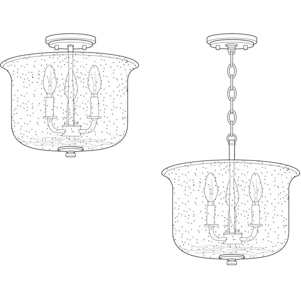 Winslett Brushed Nickel 13.75" Semi-Flush Mount with Seeded Glass Shade