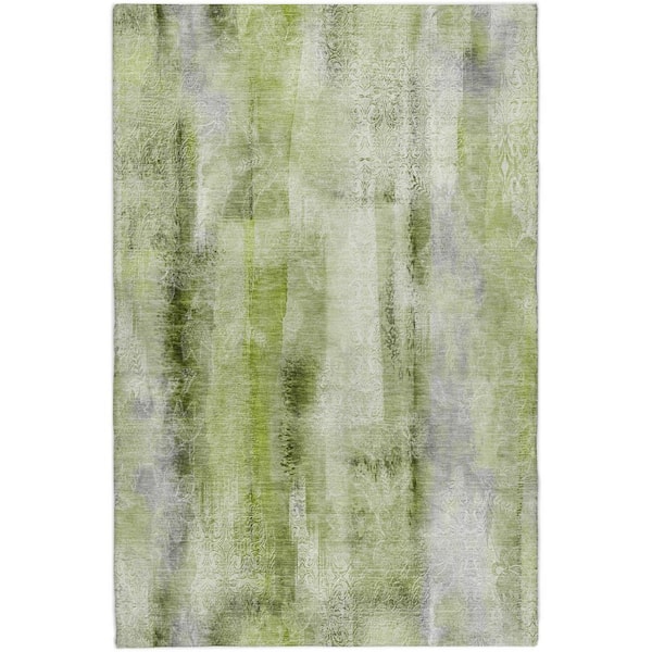 Dream Shag Premium Machine Washable Abstract ADS537 Sage 10 ft. x 14 ft. Area Rug