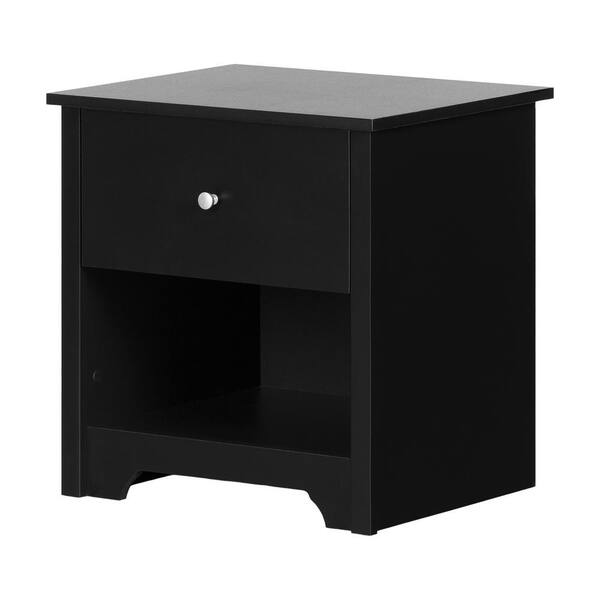 South Shore Vito 1Drawer Nightstand in Pure Black 3170062 The Home Depot