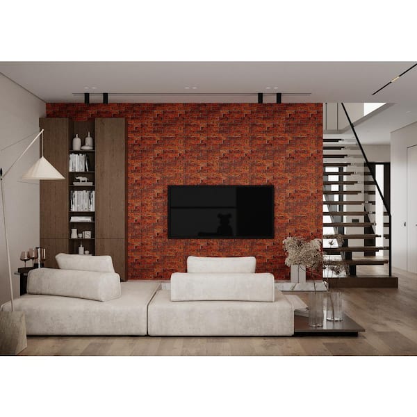 3 ft. x 1.5 ft. x 3/16 in. Red Brick Faux3D PVC Wall Panels for Interior Decor (10-Pack)