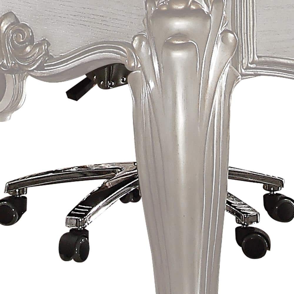 White High Back Leather Executive Swivel Chair with Wood Base