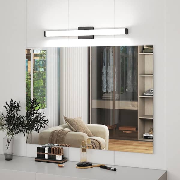 3.33 in. 1-Light Matte Black Bathroom LED Vanity Light Square Linear Lighting Fixture