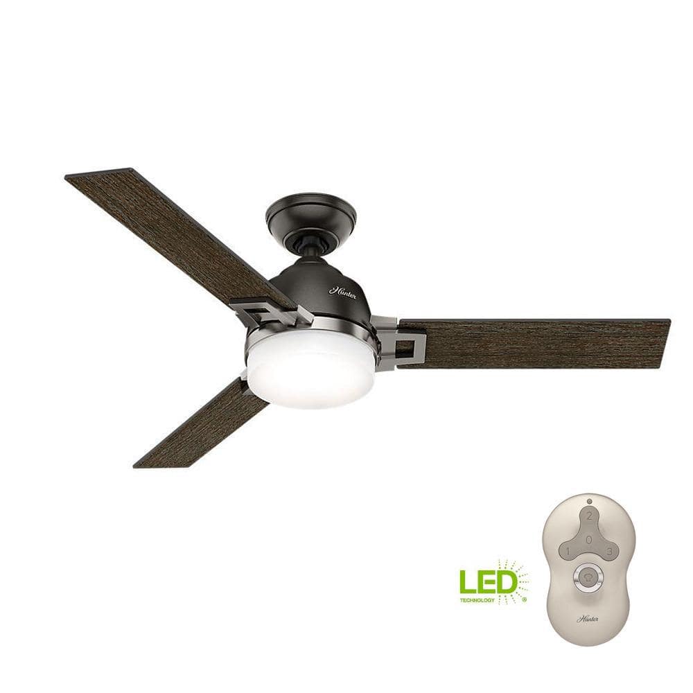 48'' Brushed Nickel 3-Blade Ceiling Fan with LED Light and Remote
