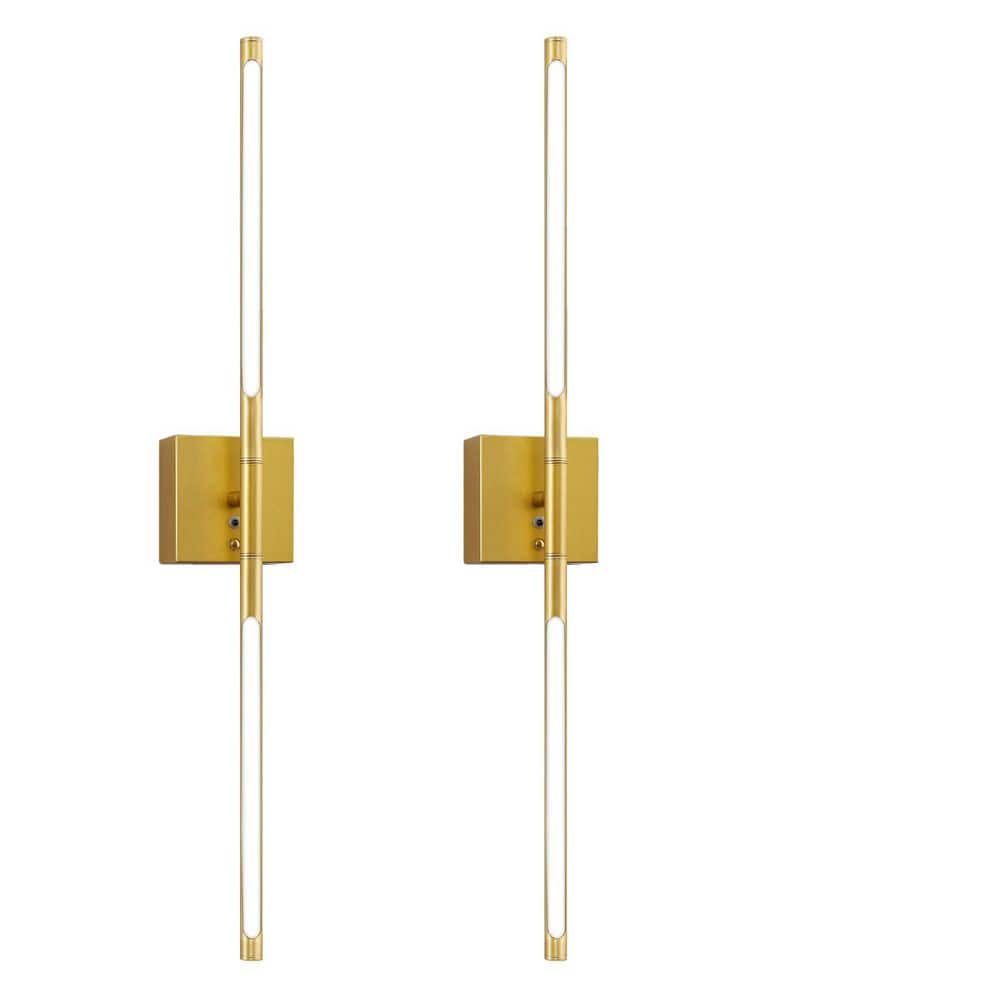 2-Light Gold Dimmable Integrated LED Wall Sconce with Remote Control for Living Room or Hallway (2-Pack) price history on PriceWatchPro