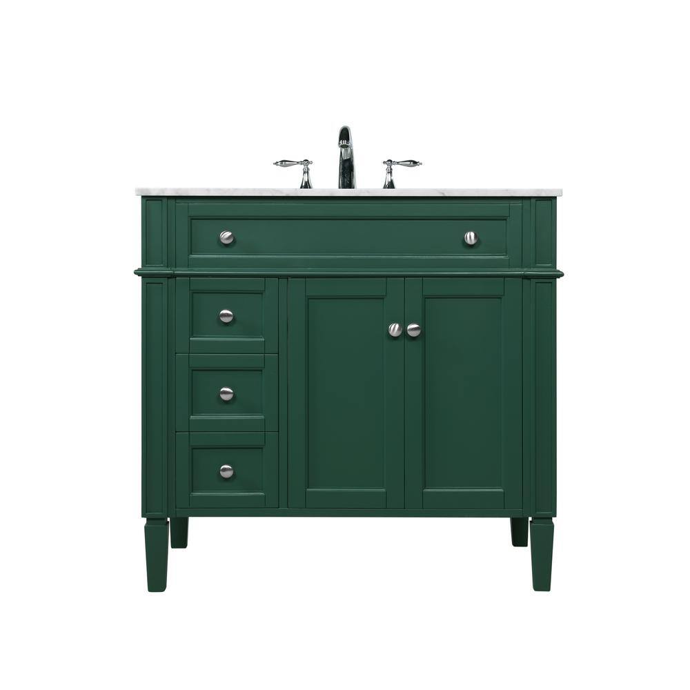 Timeless Home 36 in. W Single Bath Vanity in Green with Marble Vanity Top i