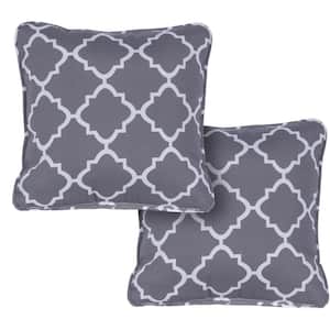Gray Lattice Indoor or Outdoor Throw Pillows (Set of 2)