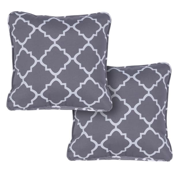 Hanover Gray Lattice Indoor or Outdoor Throw Pillows (Set of 2)