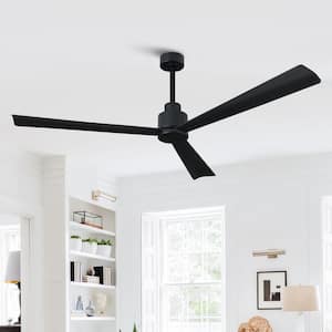 52 in. Indoor Modern Matte Black Ceiling Fan with Remote Control and DC Reversible Motor