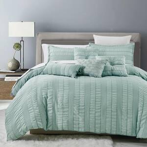7-Piece Green Luxury Microfiber Queen Comforter Set Oversized Bedding Sets