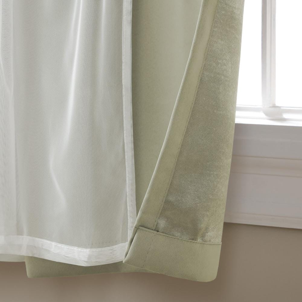 Sand and Cloud Gray Blackout Sheer Grommet Window Panel Pair