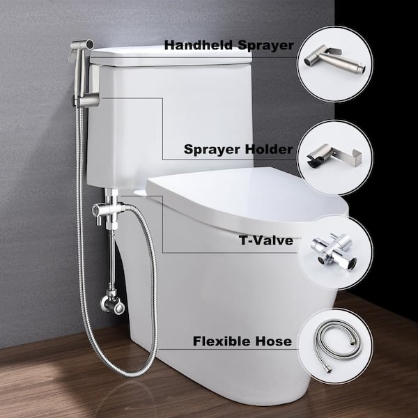 Premium Stainless Steel Bidet Sprayer Set for Toilets - Wall or Toilet  Mount, Baby Cloth Diaper Sprayer, Superior Hoses Kit