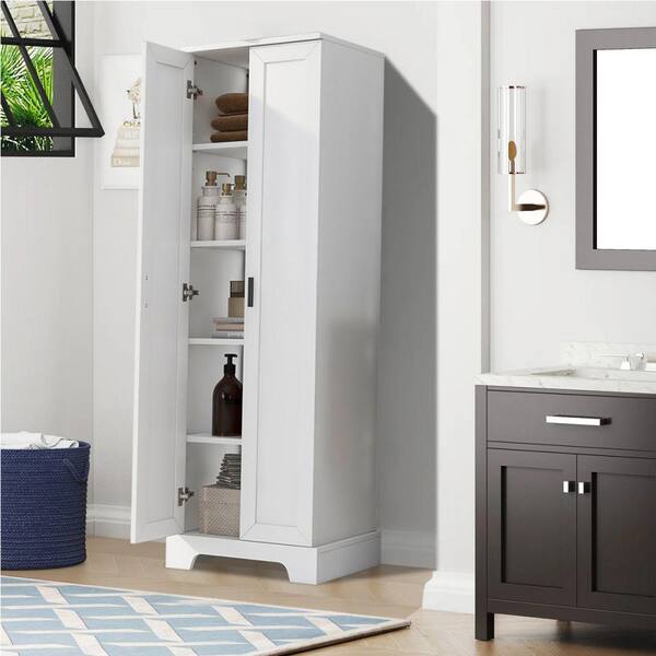 Amucolo 23.3 in. W x 16.9 in. D x 71.2 in. H White Linen Cabinet with Adjustable  Shelf Yead-CYD0-MKJ - The Home Depot