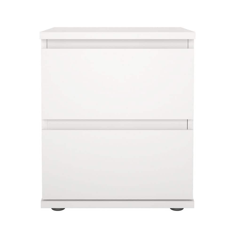 Aurora White 2-Drawer Engineered Wood Nightstand