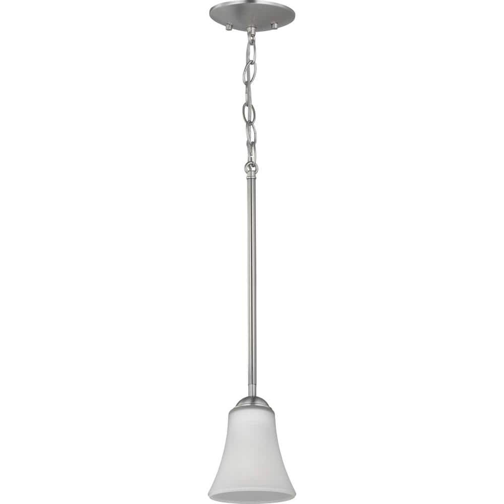 Angelic Brushed Nickel Mini Pendant with Etched Glass Shade
