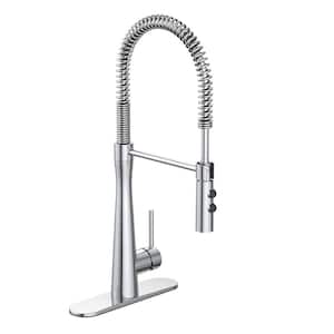 Single-Handle Spring Sprayer Kitchen Faucet with Dual Function Sprayhead in Chrome
