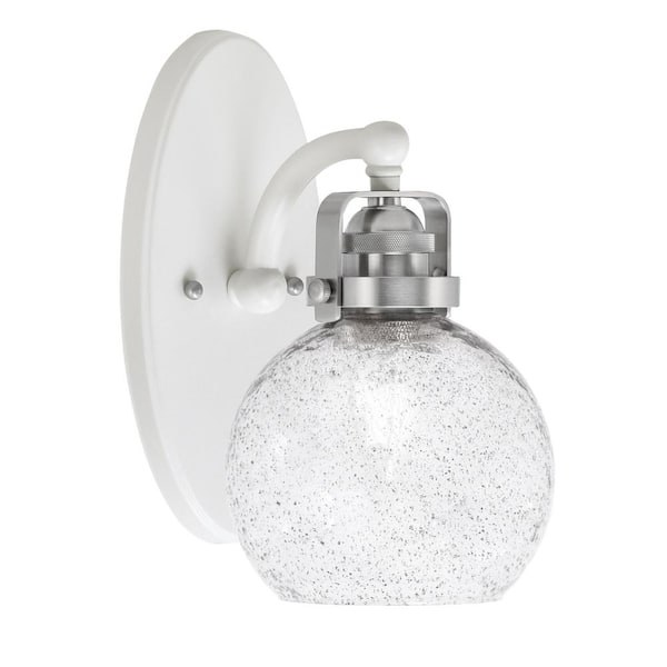 Unbranded Decatur 1-Light White and Brushed Nickel Wall Sconce