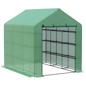 8 ft. x 6 ft. Walk-in Greenhouse for Outdoors with Roll-up Zipper Door, 18 Shelves, Portable, Installation Guide
