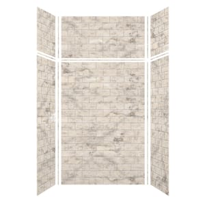 Saramar 48 in. W x 96 in. H x 36 in. D 6-Piece Glue to Wall Alcove Shower Wall Kit with Extension in Sand Creme