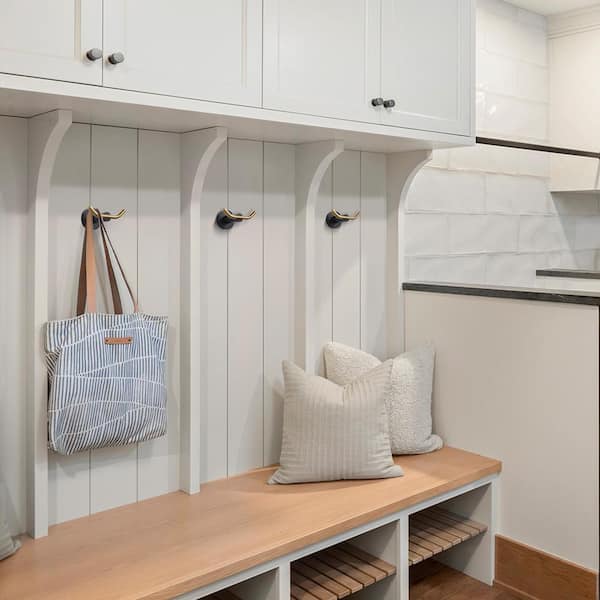 Stainless Steel Bathroom Hook Wall Mount J-Hook Robe/Towel Hook with Concealed Hardware in Black and Gold (2-Pack)