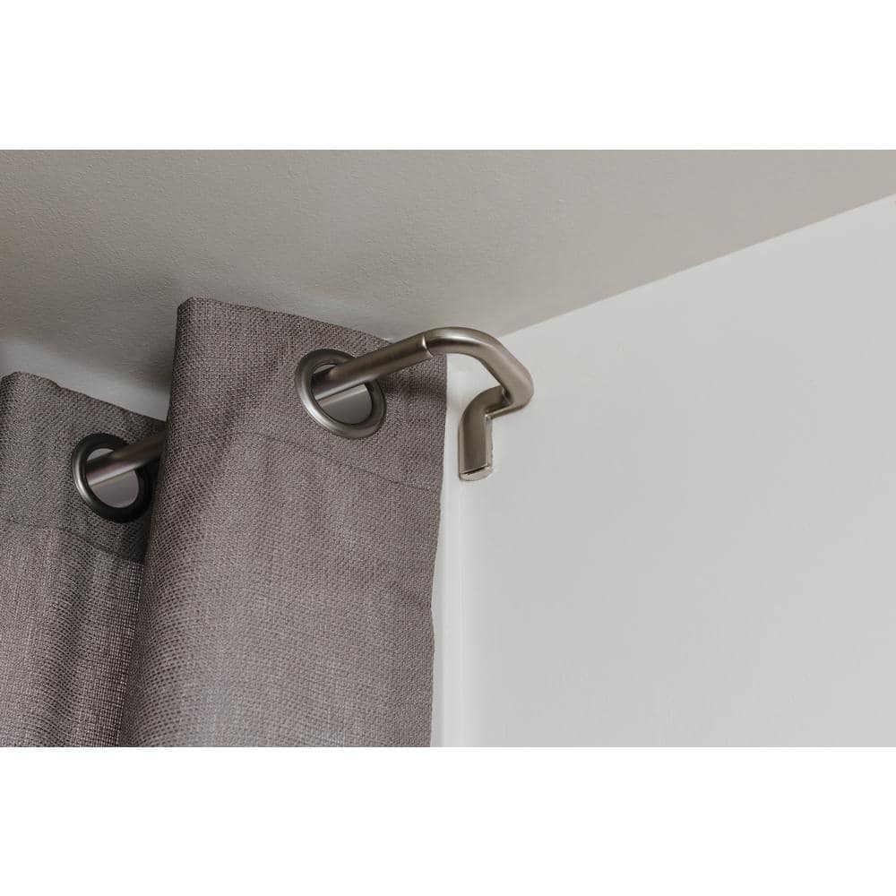 Matte Nickel Adjustable Single Curtain Rod, 146.5"