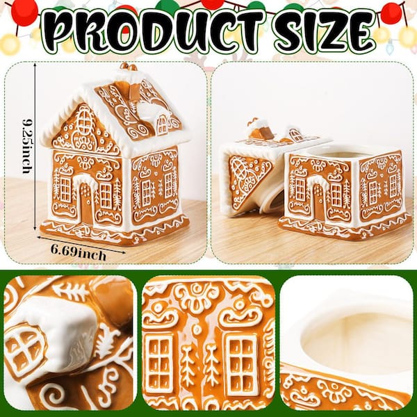 «991»◤完売◢セット北欧調house柄ミニポーチ＆ペンケース*ブラックカラー Numhew 1 Piece Brown and White Ceramic 9.3 in. Gingerbread House