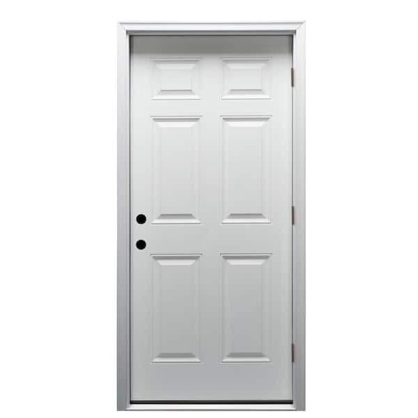 MMI Door 36 in. x 80 in. Severe Weather Left-Hand Outswing 6-Panel Primed  Fiberglass Smooth Prehung Front Door Z020362L - The Home Depot