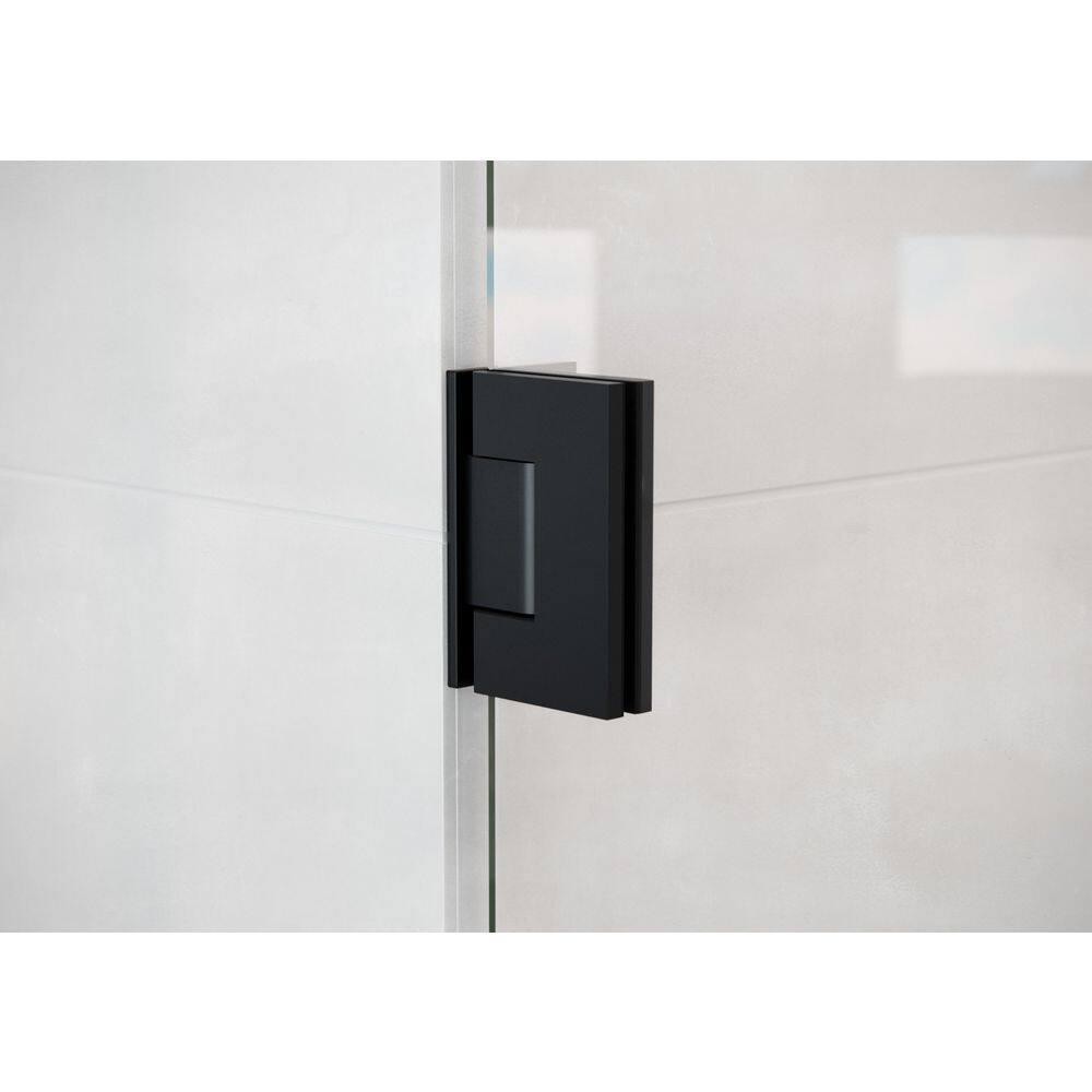 Matte Black Frameless Glass Hinged Shower Door, 78" x 28.53"